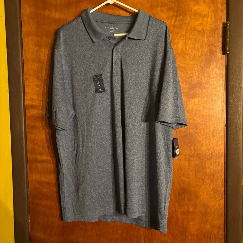 NEW w/Tag-Croft & Barrow Blue Grey Cool & Dry Polo Shirt XXL